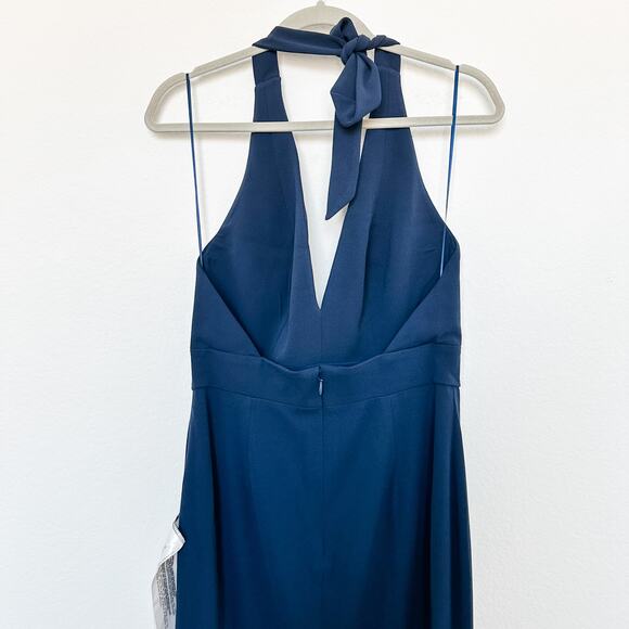 NWT Dress The Population Camden Halter Maxi Dress Navy Size M Formal Old Money‎ - Picture 8 of 12